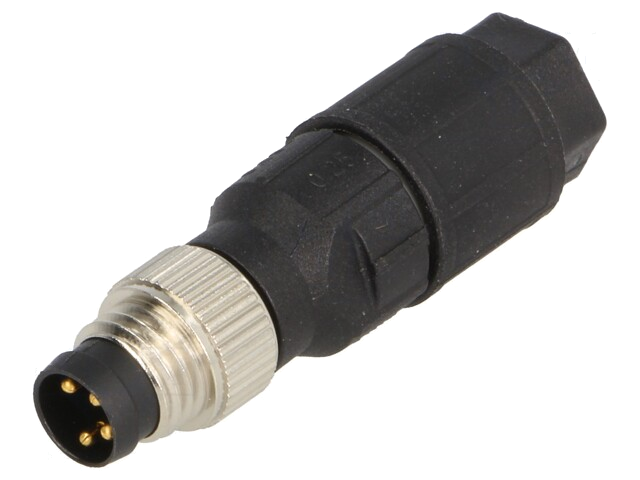 Connector: M8; mannelijk; PIN: 4; recht; voor draad; stekker; 4A Connector: M8; mannelijk; PIN: 4; recht; voor draad; stekker; 4A